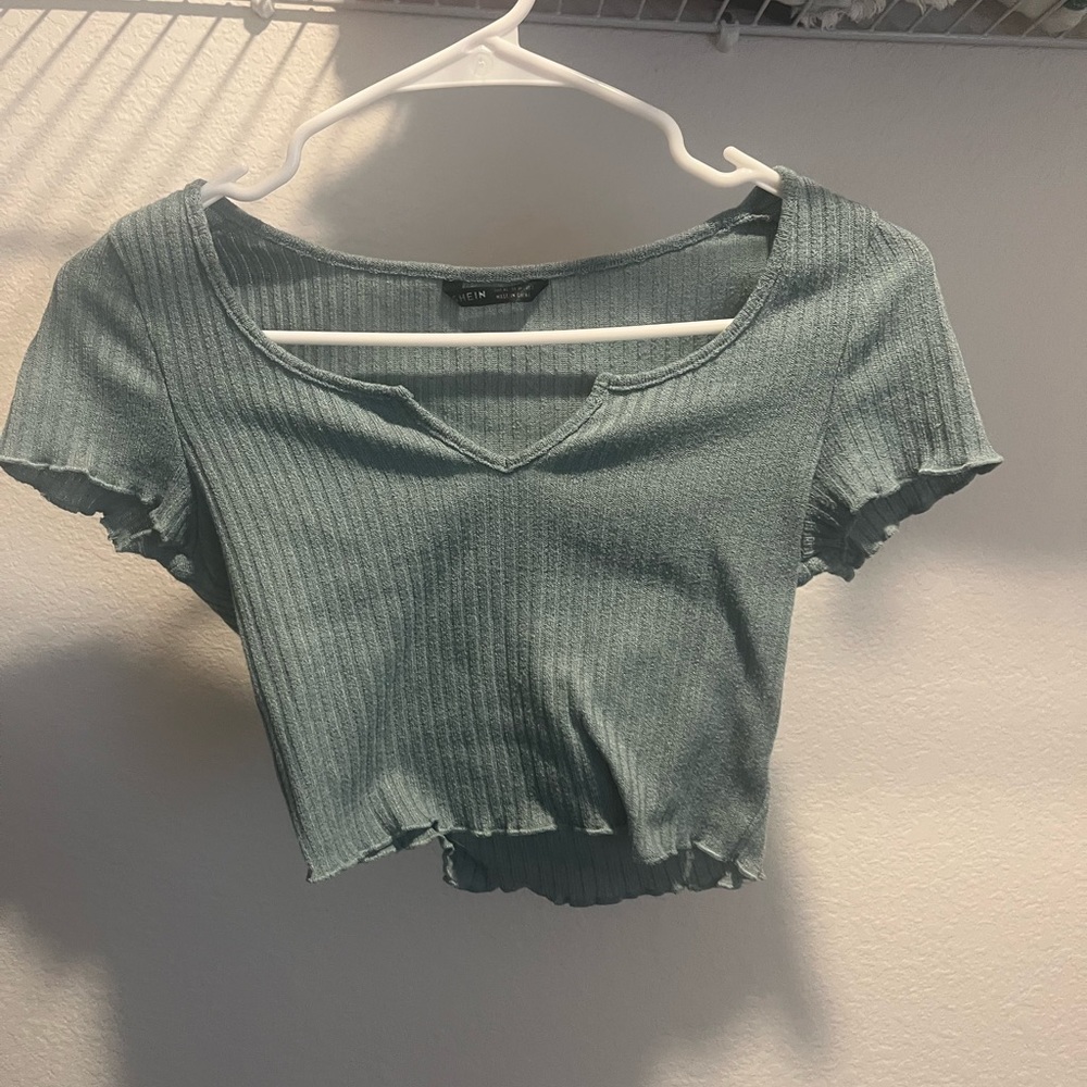 dusty teal crop top